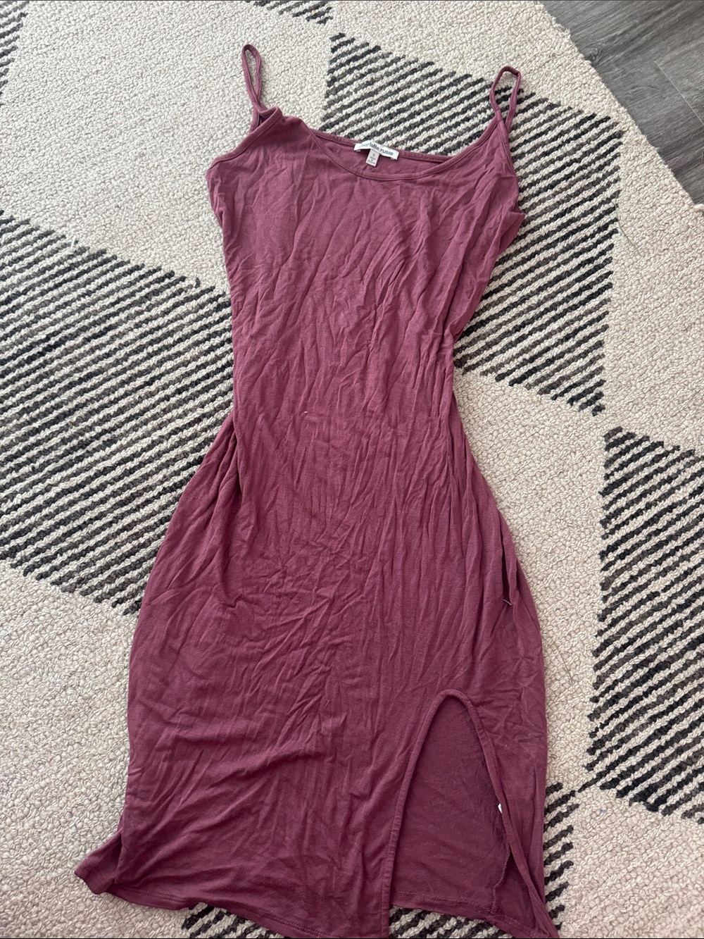 vintage Burgundy bodycon Dress with Side Slit